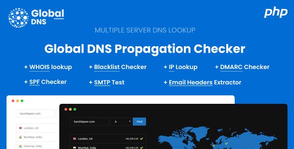 Global DNS - DNS Propagation Checker - WHOIS Lookup - PHP