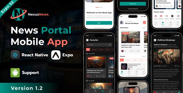 NexusNews Portal React Native Expo App | Free Figma | iOS | Android 2 NexusNews Portal React Native Expo App | Free Figma | iOS | Android