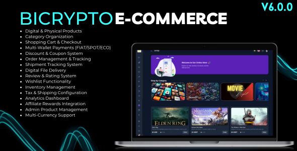 Ecommerce Addon for Bicrypto – Digital Products, Wishlist, Licenses