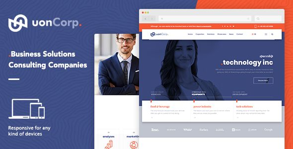 Uon Corp - Company and Business Consultation WordPress Theme Preview