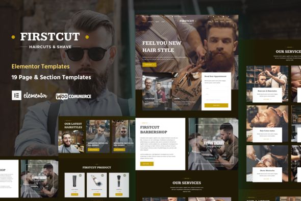FirstCut - Barbershop & Men\'s Grooming Elementor Template Kit