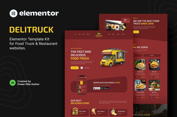 Delitruck – Food Truck & Restaurant Elementor Template Kit Preview