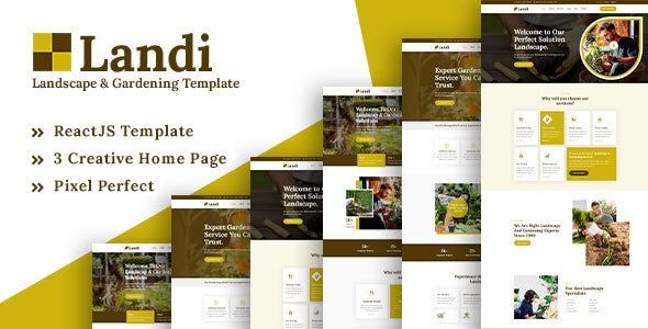 Landi - Landscape Gardening ReactJS Template Download Free