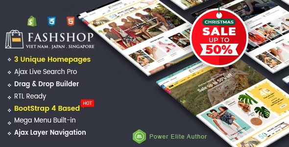 FashShop - Multipurpose Sectioned Drag & Drop Bootstrap 4 Shopify Theme