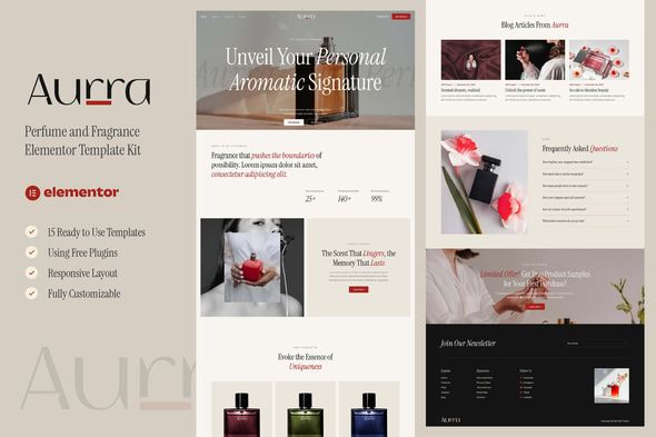 Aurra - Perfume and Fragrance Elementor Template Kit