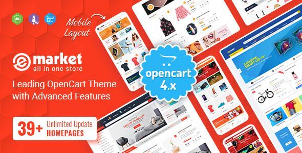 eMarket – Multipurpose MarketPlace OpenCart 4 Theme (38+ Homepages & Mobile Layouts Included)