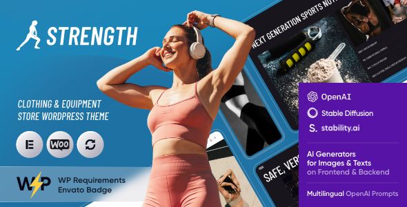 Strength - Sportswear Store & Equipment Shop WordPress Theme