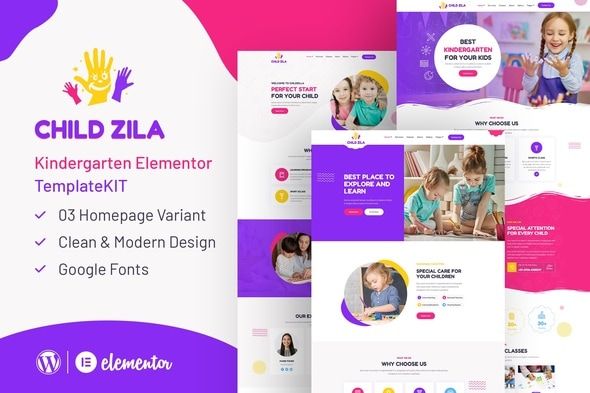 ChildZilla – Kindergarten & Childcare Elementor Template Kit Preview