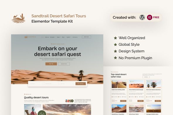 Sandtrail - Desert Safari Tours Elementor Template Kit
