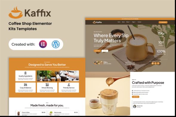 Kaffix - Coffee Shop & Cafe Elementor Template Kit