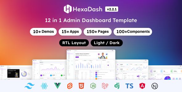 HexaDash – Multipurpose Admin Dashboard Template (Svelte, React, Vue, Angular, Laravel & More)