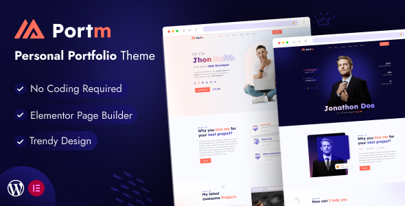 Portm Personal Portfolio WordPress Theme Preview