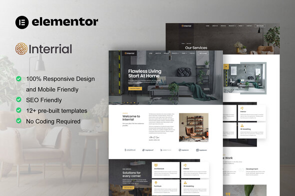 Interrial - Interior Design Service Elementor Template Kit NULLED