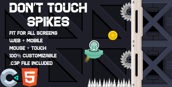 Don\'t touch spikes. HTML5 Game (Construct 3). Web and Mobile ready