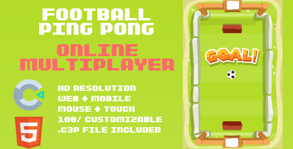 Football Ping Pong. Online Multiplayer. HTML5 Game (Construct 3). Web and Mobile ready