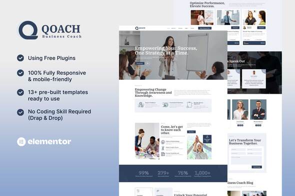 Qoach - Women\'s Business Coaching Elementor Template Kit