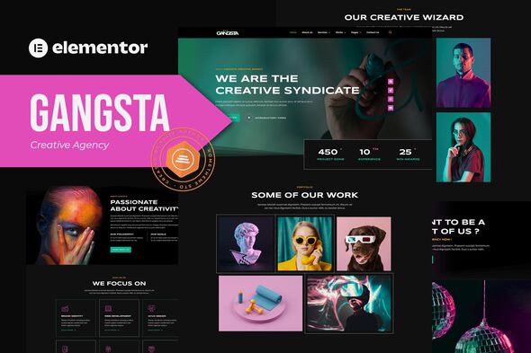 Gangsta - Creative Agency & Portfolio Elementor Template Kit Activated