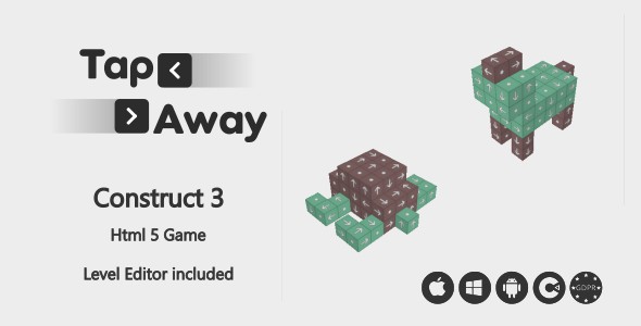 Tap Away + Level Editor - HTML5 Game (Construct 3)