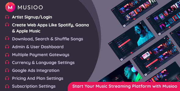 Musioo Music Streaming Platform Laravel Script
