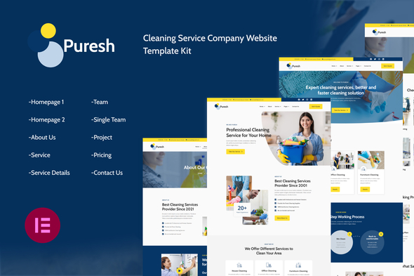 Puresh Cleaning Services Company Elementor Template Kit