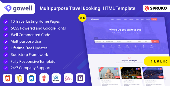 Gowell - Travel HTML Template