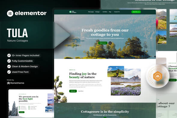 Tula - Nature Cottages Elementor Template Kit Download Free