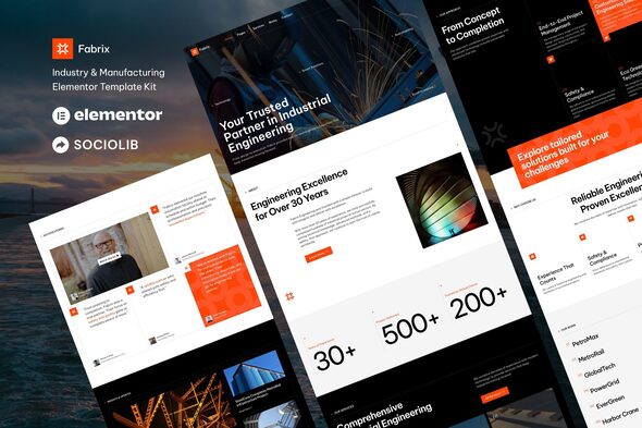 Fabrix Industry & Manufacturing Elementor Template Kit Screenshot