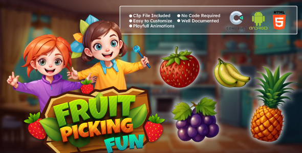Fruit Picking Fun Game- Educational Game- Memory Game (HTML5, Android) and Construct 3 Game