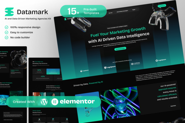 Datamark - AI and Data Driven Marketing Elementor Template Kit for Smart Campaigns Activated