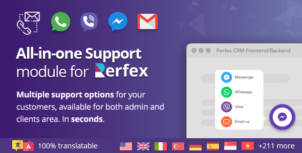 Chat Support Module - WhatsApp, Messenger & Viber Integration for Perfex CRM