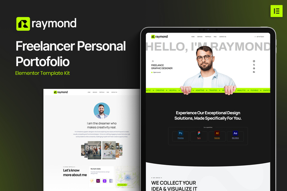 Raymond - Freelancer Personal Portofolio Elementor Template Kit