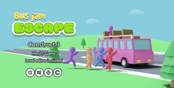 Bus Jam Escape + Level Editor - HTML5 Game (Construct 3)
