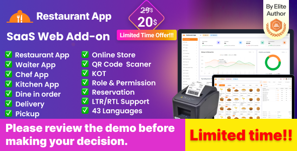 Restaurant App SaaS Web Add-on