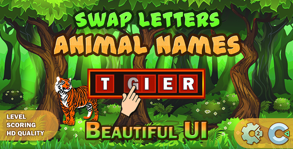 Swap Letters - Animal Names (Construct 2 | Construct 3 | HTML5 Game)