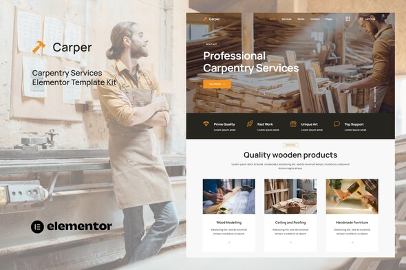 Carper Carpenter Elementor Template Kit Preview