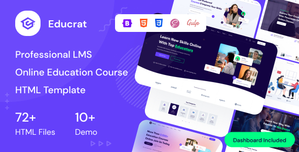Educrat - Professional LMS Online Education Course HTML Template Download Free
