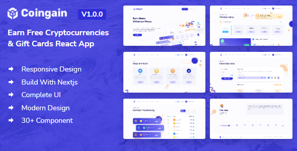 CoinGain - Earn Free Coins, Cryptocurrencies & Gift Cards Nextjs Template