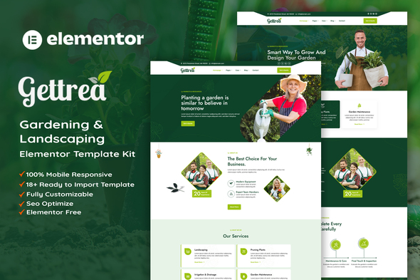 Gettrea - Gardening & Landscaping Elementor Template Kit
