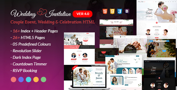 Wedding Event - Wedding Invitation and Celebration HTML Template