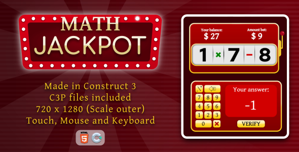 Math Jackpot - HTML5 Educational game