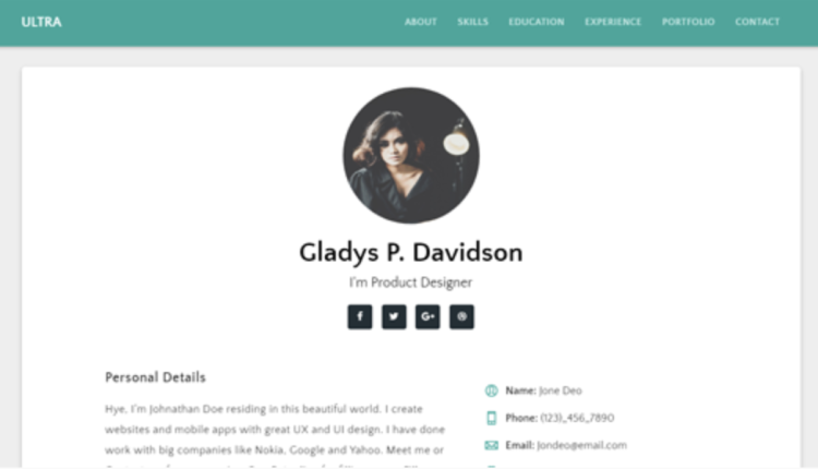 Ultra - Responsive Resume & CV Template