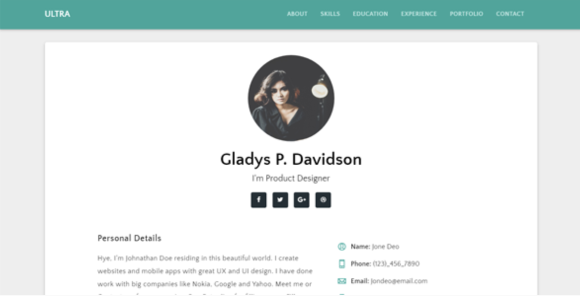 Ultra - Responsive Resume & CV Template