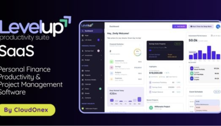 LevelUp SaaS - All-in-One Personal Finance, Productivity & Project Management Suite
