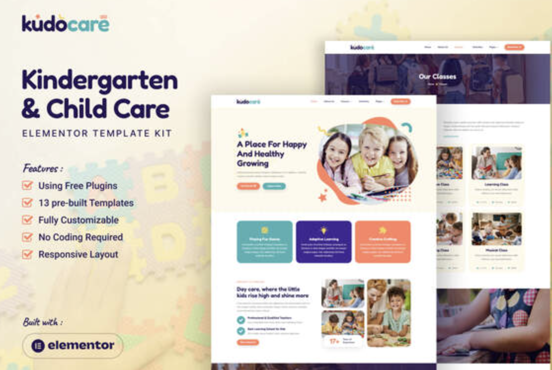 Kudocare - Kindergarten & Child Care Elementor Template Kit 2 Kudocare - Kindergarten & Child Care Elementor Template Kit