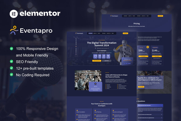 Eventapro - Event & Conference Elementor Pro Template Kit Activated