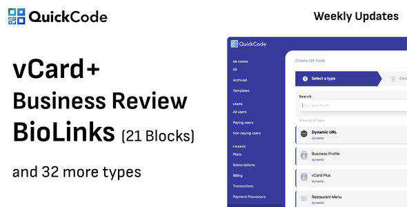 QR Code Generator BioLinks vCard SaaS Unlimited Sites