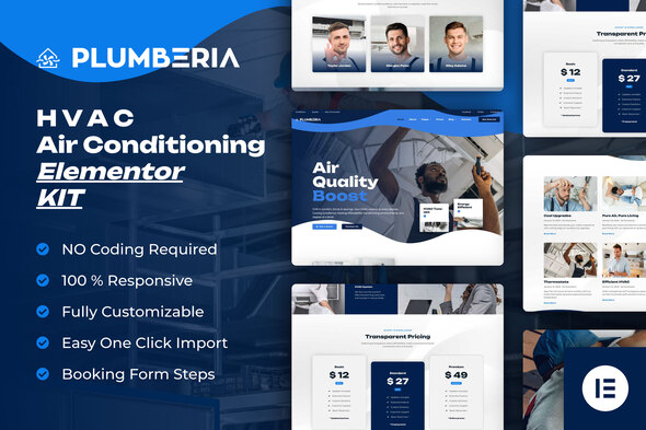 Plumberia – Air Conditioning & HVAC Repair Service Elementor Pro Template Kit