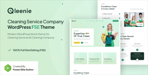 Qleenie – Cleaning Service Company Gutenverse FSE WordPress Block Theme
