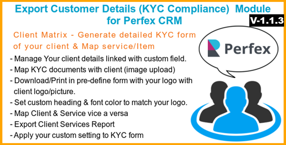 Export Customer Details (KYC Compliance) Module for Perfex CRM