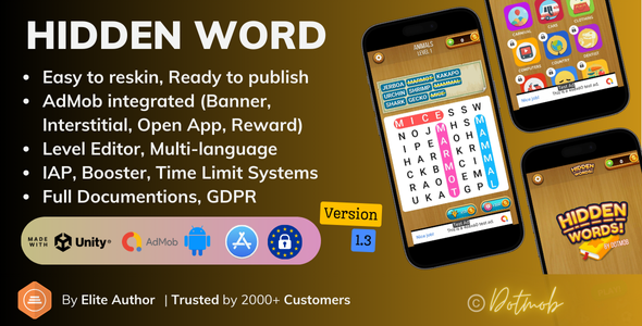 Hidden Words - Word Search Game Unity Template